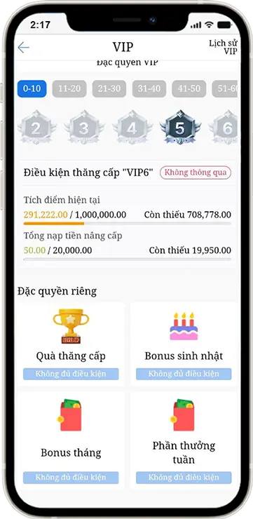B3 : Tại phần " Đặc quyền riêng  " chọn nhận thưởng ( nếu có ) 